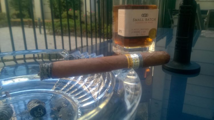 Cohiba Lanceros with about two inches burnt