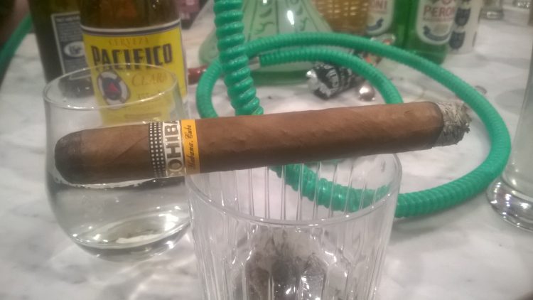 Cohiba Espléndidos with about an inch smoked