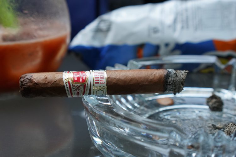 Hoyo de Monterrey Double Epicure with about a quarter smoked