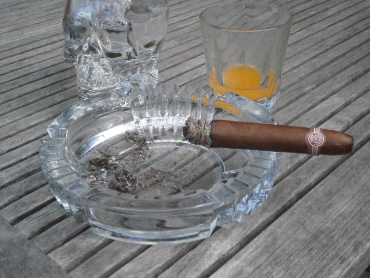 Montecristo Salomones II Montecristo Humidor, an inch gone, with Crystal Skull vodka